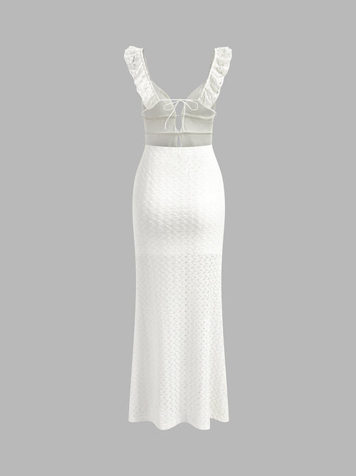 Avelynn White Knitted Maxi Dress