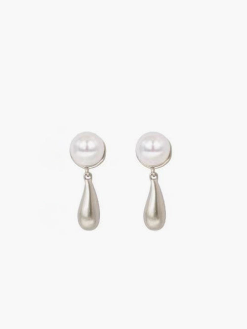 Pearl Water Drop Charm Earrings