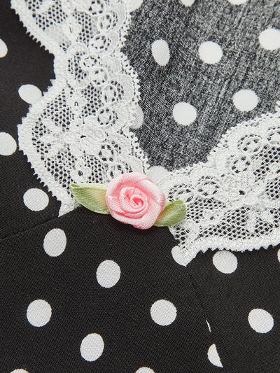 Polka Dot Lace-Trim Dress