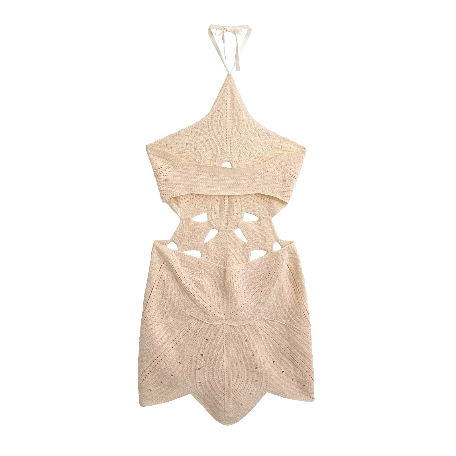 White Crochet Cutout Mini Dress