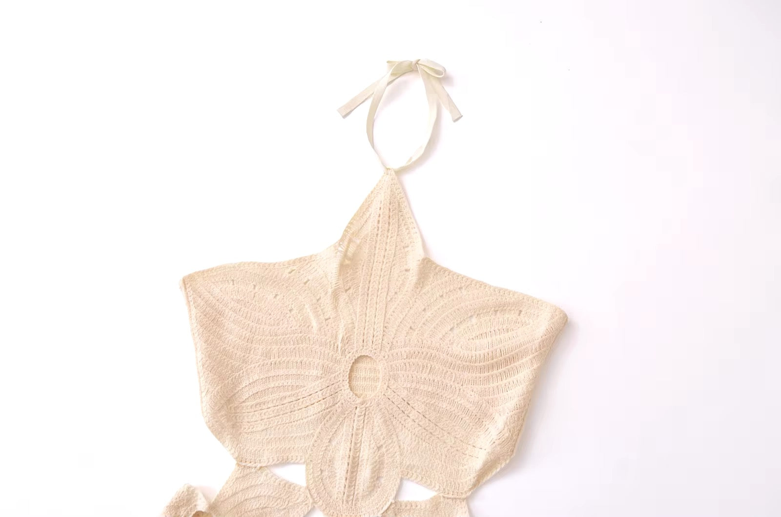 White Crochet Cutout Mini Dress