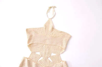White Crochet Cutout Mini Dress