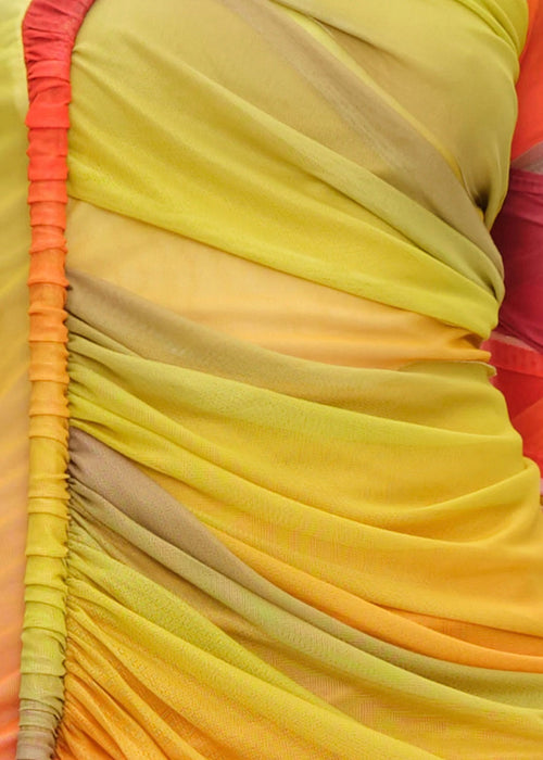 Gradient Sunset Draped Midi dress