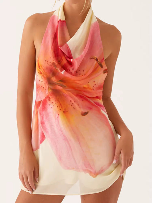 Hibiscus Halter Mini Dress
