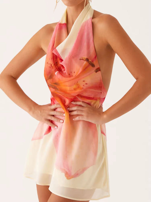 Hibiscus Halter Mini Dress