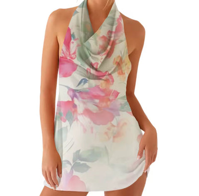 Hibiscus Halter Mini Dress