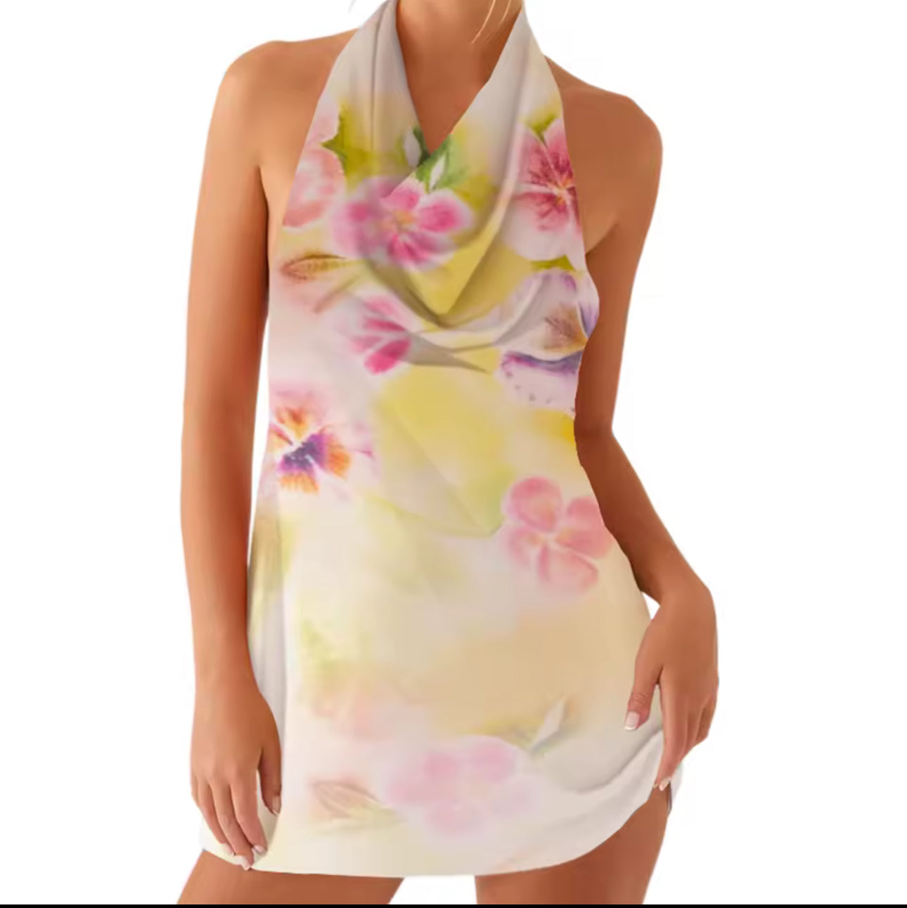 Hibiscus Halter Mini Dress