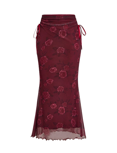 Crimson Rose Mesh Skirt