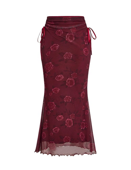 Crimson Rose Mesh Skirt