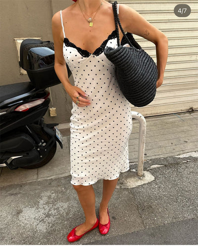 Lace Polka Dot Slip Dress