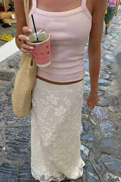 Whisper Bloom Embroidered Skirt