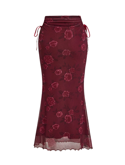 Crimson Rose Mesh Skirt