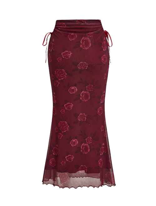 Crimson Rose Mesh Skirt