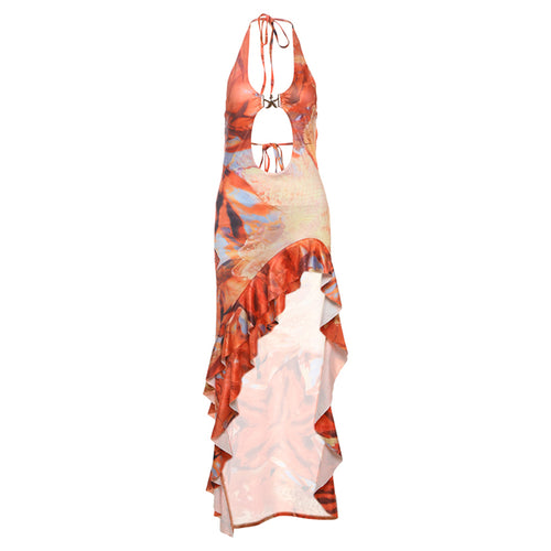 Wild Fire Tide Ruffle Maxi Dress