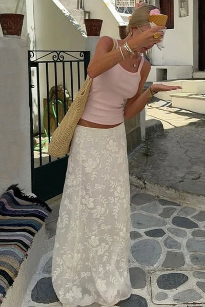 Whisper Bloom Embroidered Skirt