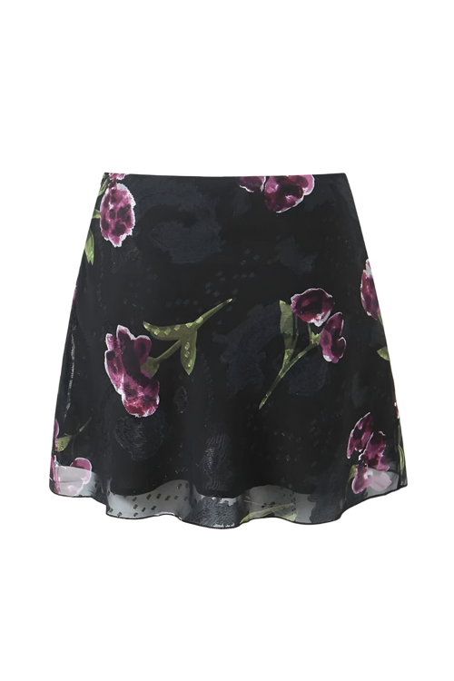 Shadow Bloom Mesh Mini Skirt