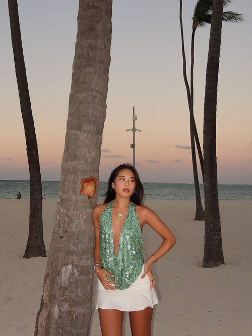 Emerald Drip Halter Top