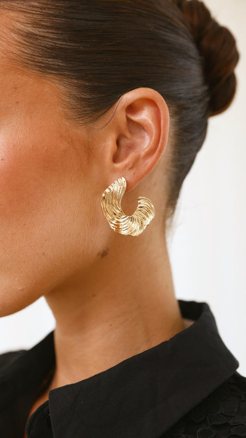 Blake - Gold Wavy Textured Earrings