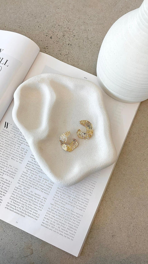 Blake - Gold Wavy Textured Earrings