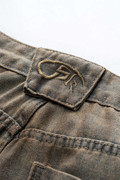 Dirty Denim Wide Leg Barrel Jeans