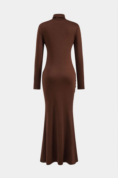 3D Floral Slit Long Sleeve Maxi Dress