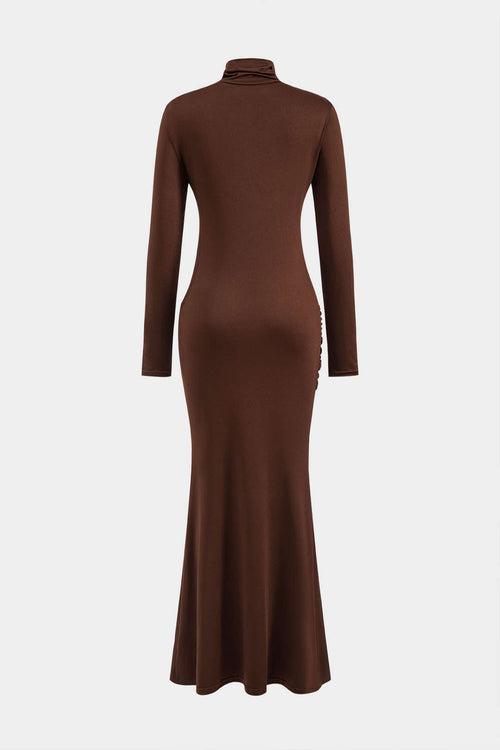 3D Floral Slit Long Sleeve Maxi Dress