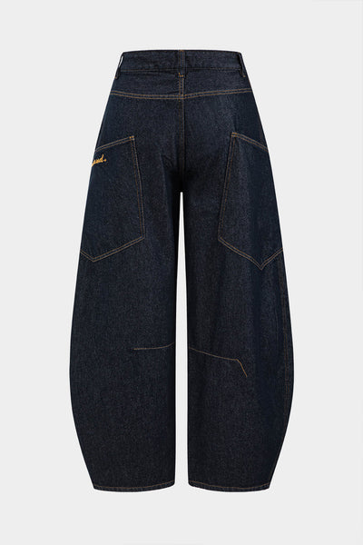 Washed Wide Leg Barrel Jeans