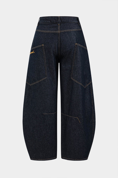 Washed Wide Leg Barrel Jeans