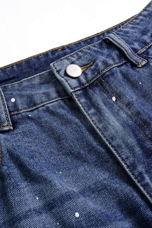 Lace Cut Out Patchwork Wide Leg Jeans