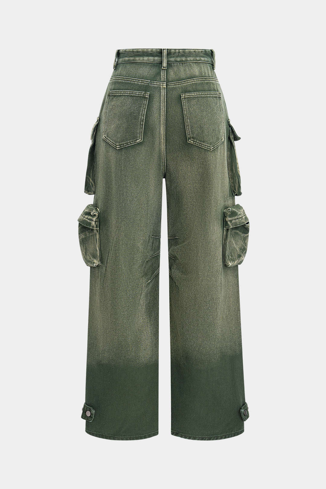 Ombre Multi Pocket Wide Leg Cargo Jeans