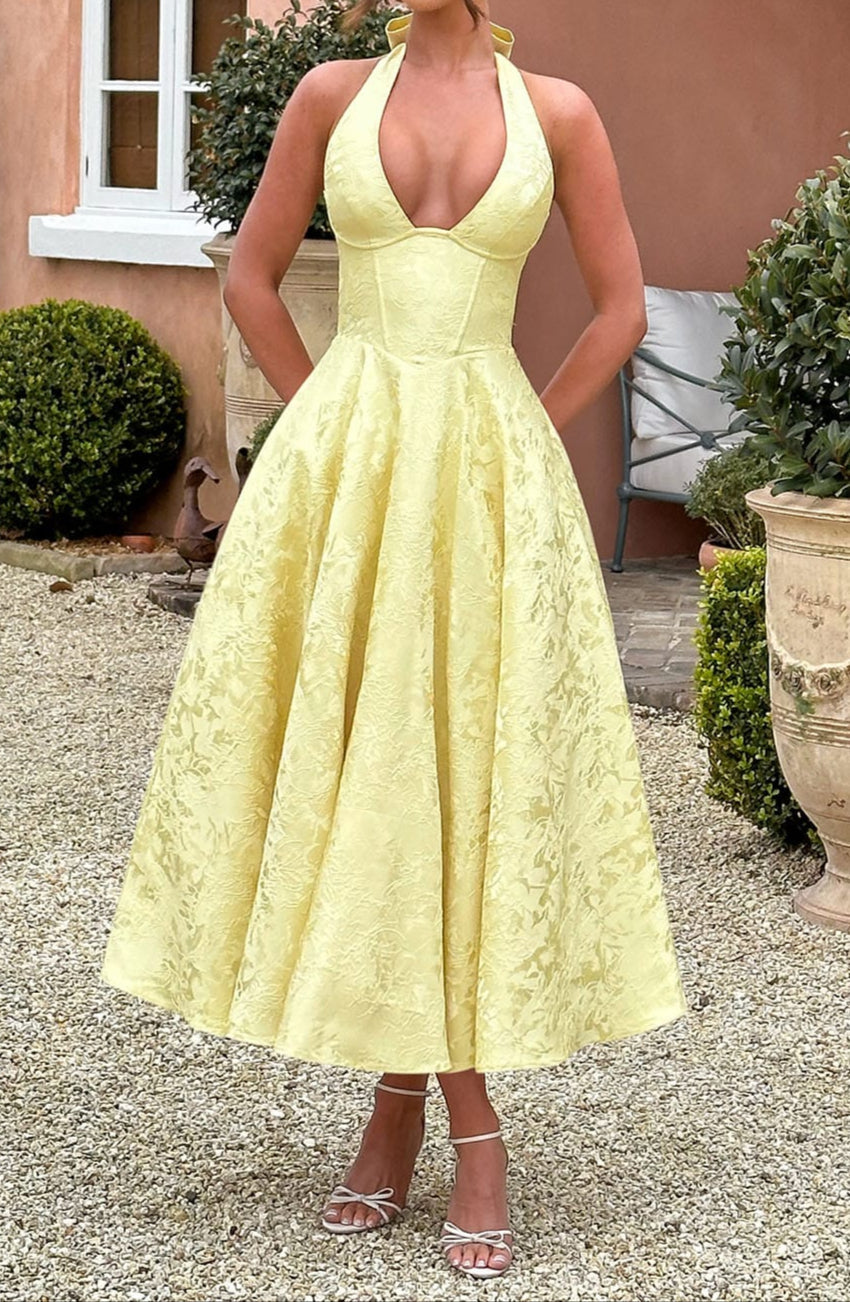 Liana Midi Dress - Lemon