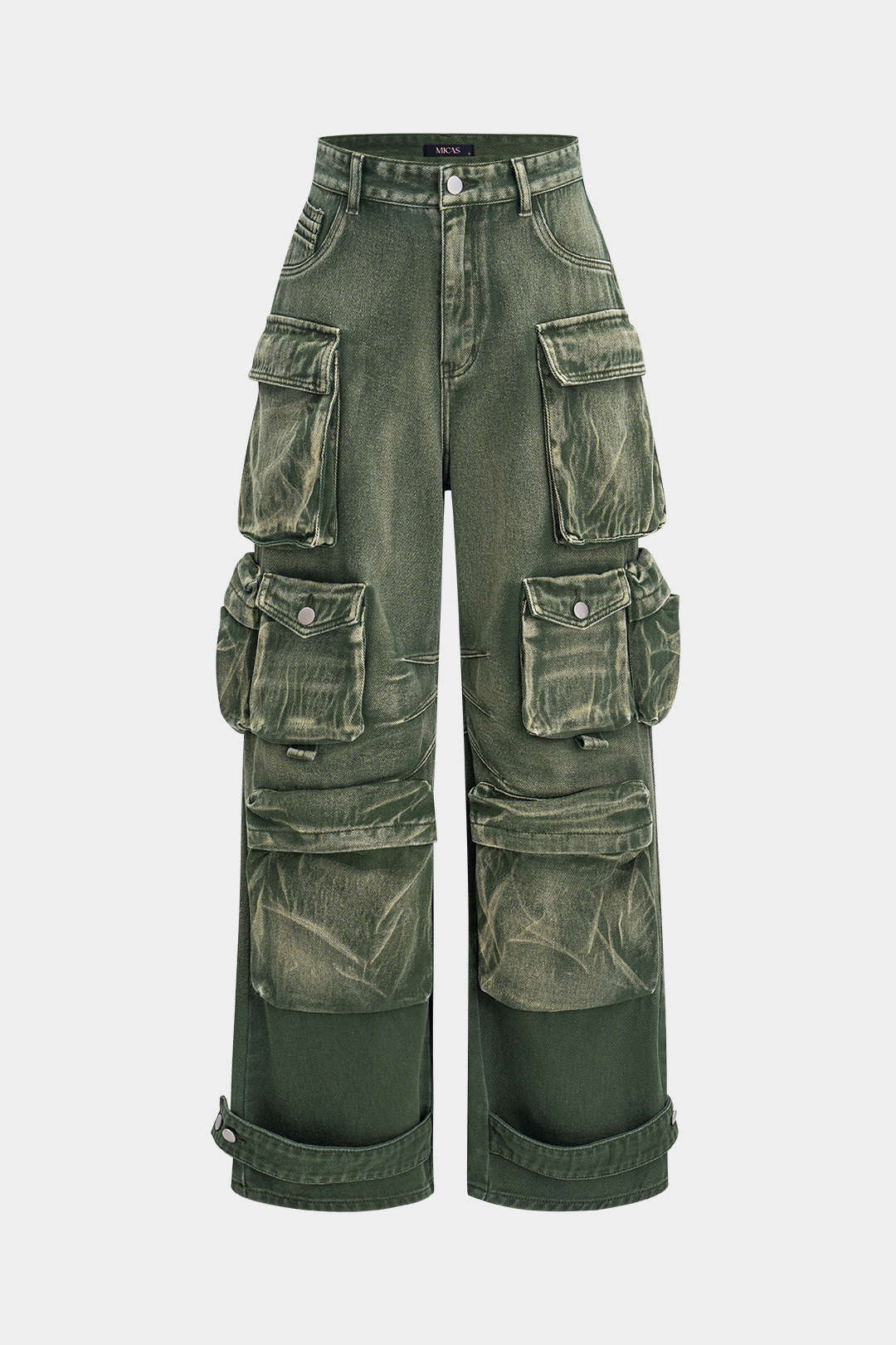 Ombre Multi Pocket Wide Leg Cargo Jeans
