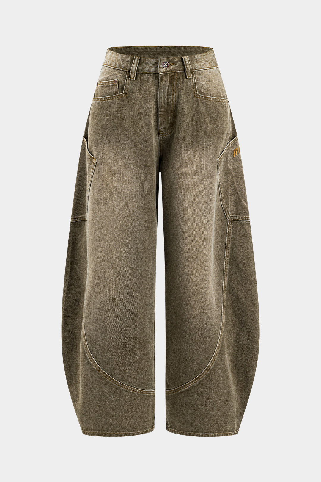 Washed Wide Leg Barrel Jeans