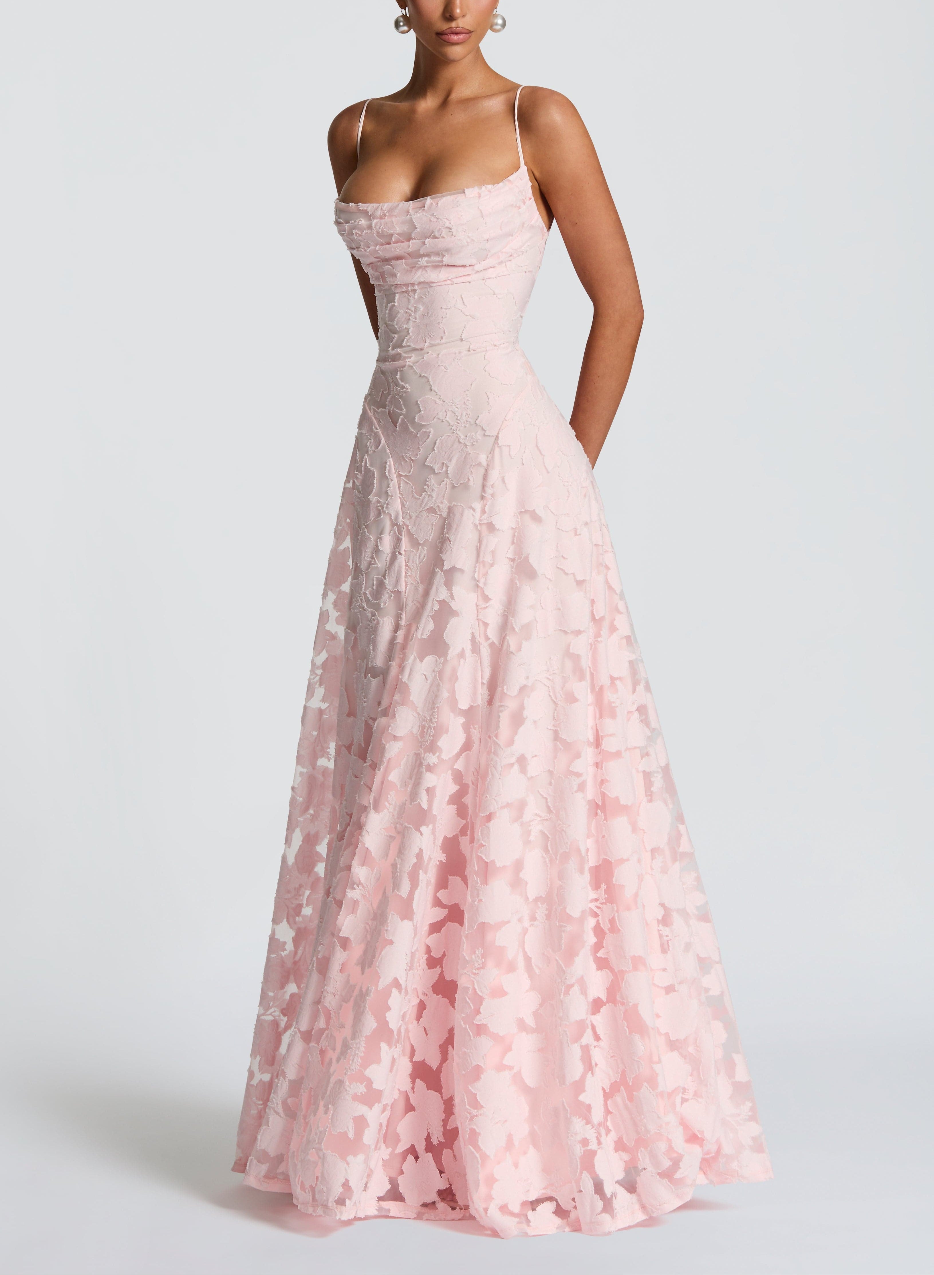 Floral Lace Spaghetti Strap Maxi Dress