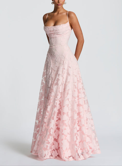 Floral Lace Spaghetti Strap Maxi Dress