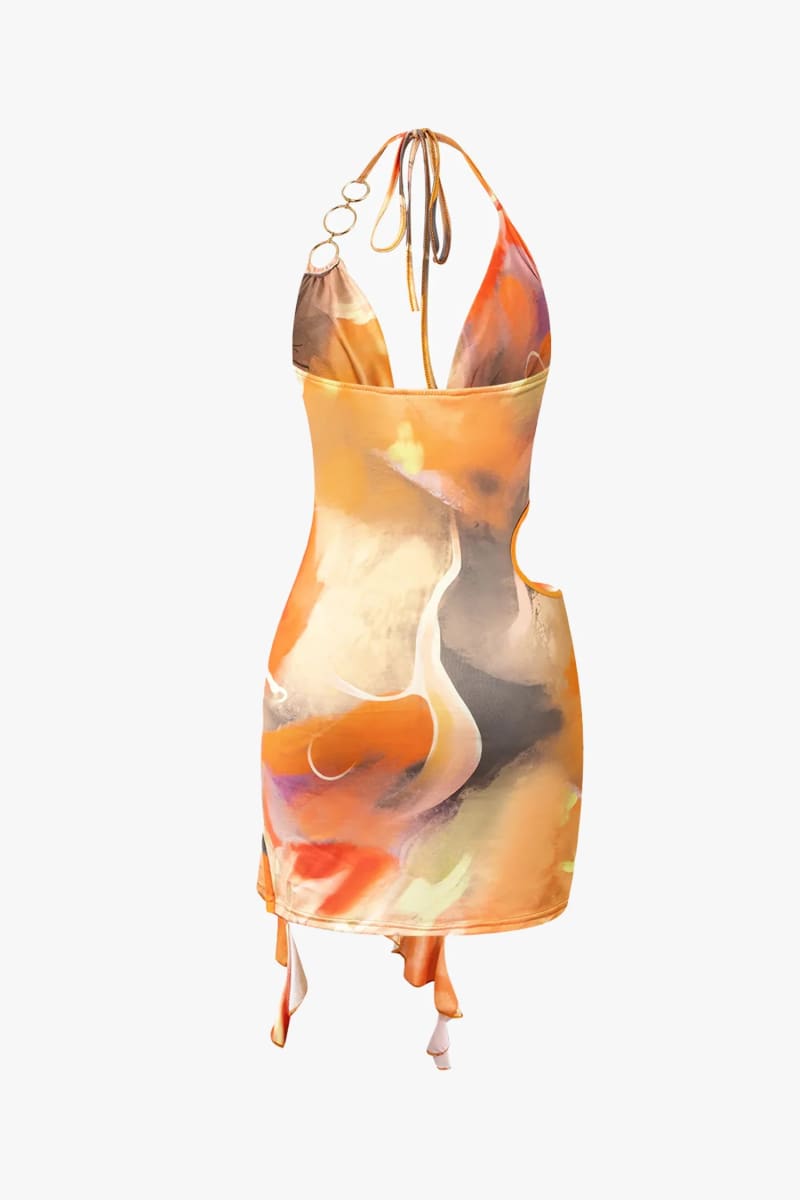Orange Blossom Halter Mini Dress