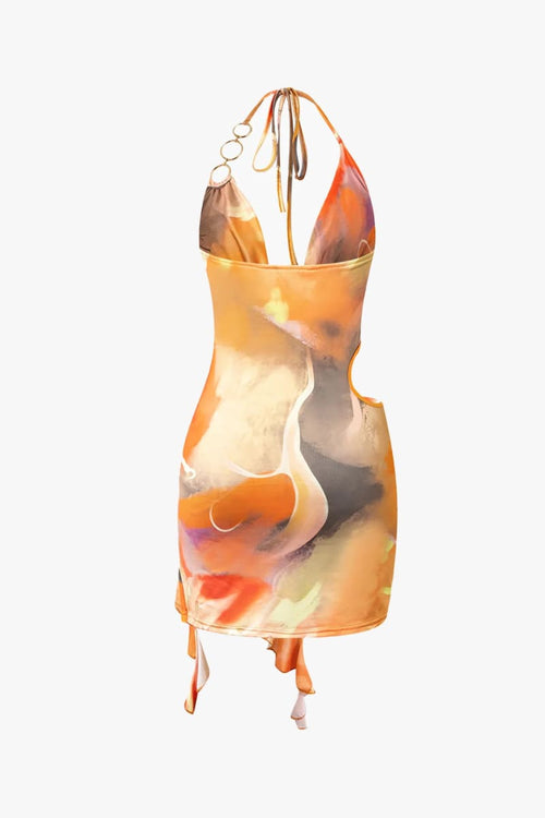 Orange Blossom Halter Mini Dress
