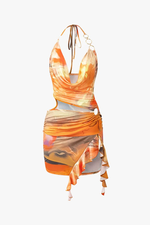 Orange Blossom Halter Mini Dress