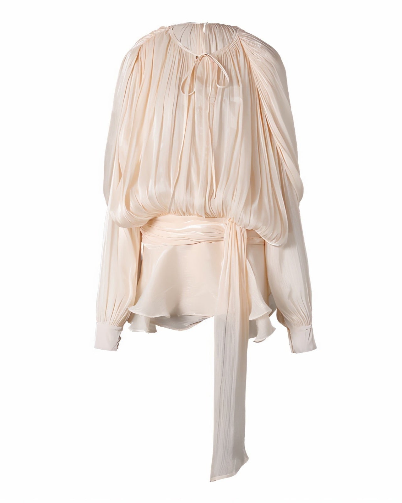 Champagne Silk Pleated Chiffon Ruffle Mini Dress