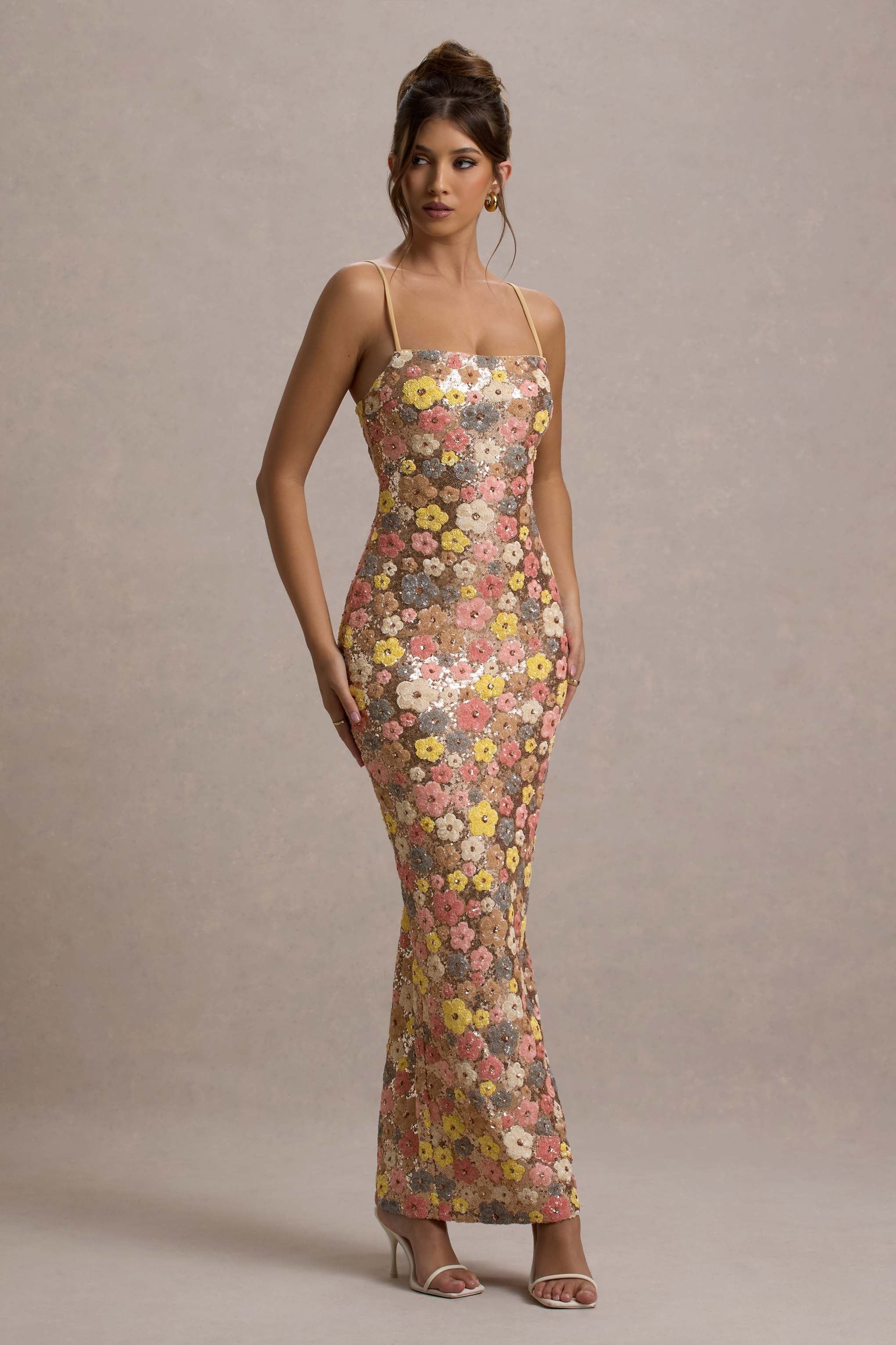 Elara Floral Sequin Maxi