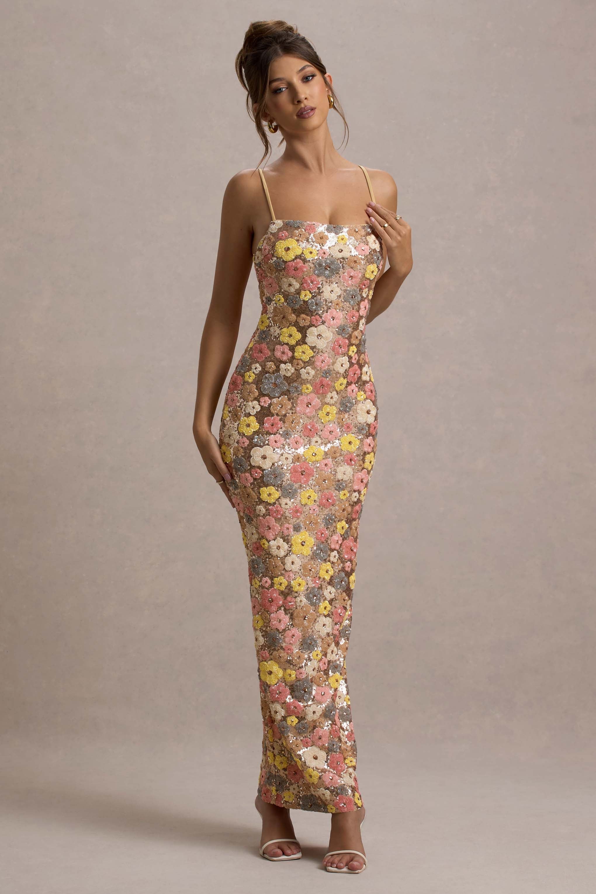 Elara Floral Sequin Maxi